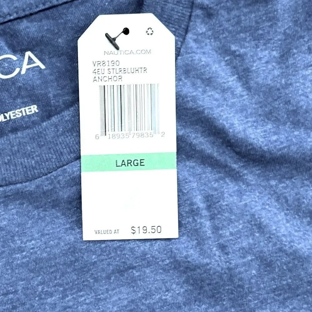 Nautica Men’s Large Blue Heather Crewneck T-Shirt Short Sleeve NWT